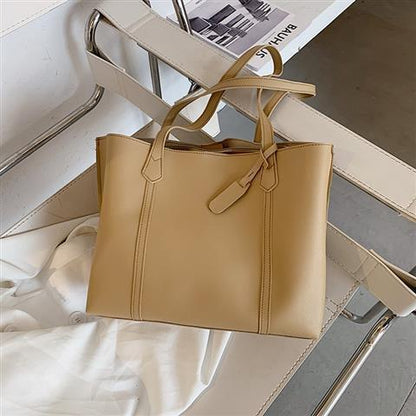 Women Casual Design Solid Color Large Capacity Shoulder Tote Bag