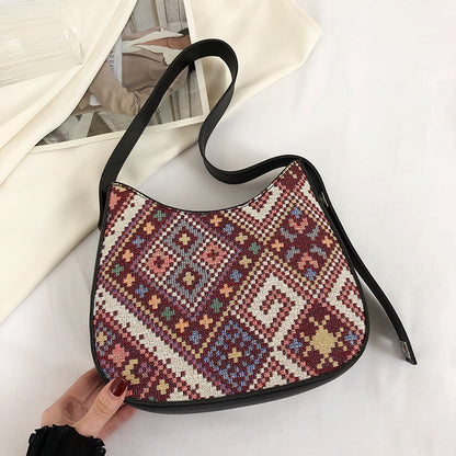 Women Fashion Casual Large Capacity Geometric Printed Shoulder Bag