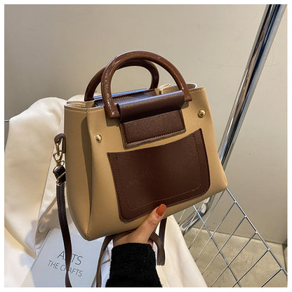 Sac à main vintage contrasté grande capacité pour femme 