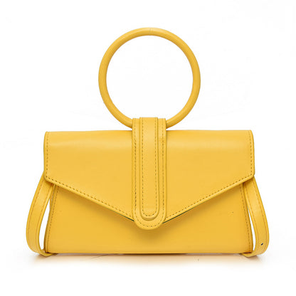 Sac à bandoulière en PU solide avec poignée en anneau couleur bonbon pour femme 