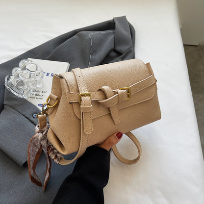 Women Fashion Retro Solid Color Litchi Pattern Small Square Shoulder Bag
