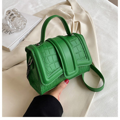 Sac à bandoulière en PU à rabat tendance pour femme, motif crocodile 