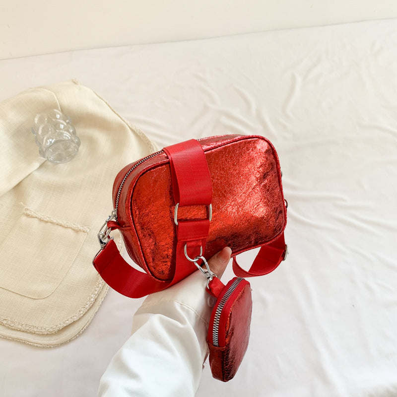 Ensemble deux pièces de sacs à bandoulière carrés, décontractés et simples, de couleur unie, pour femmes 