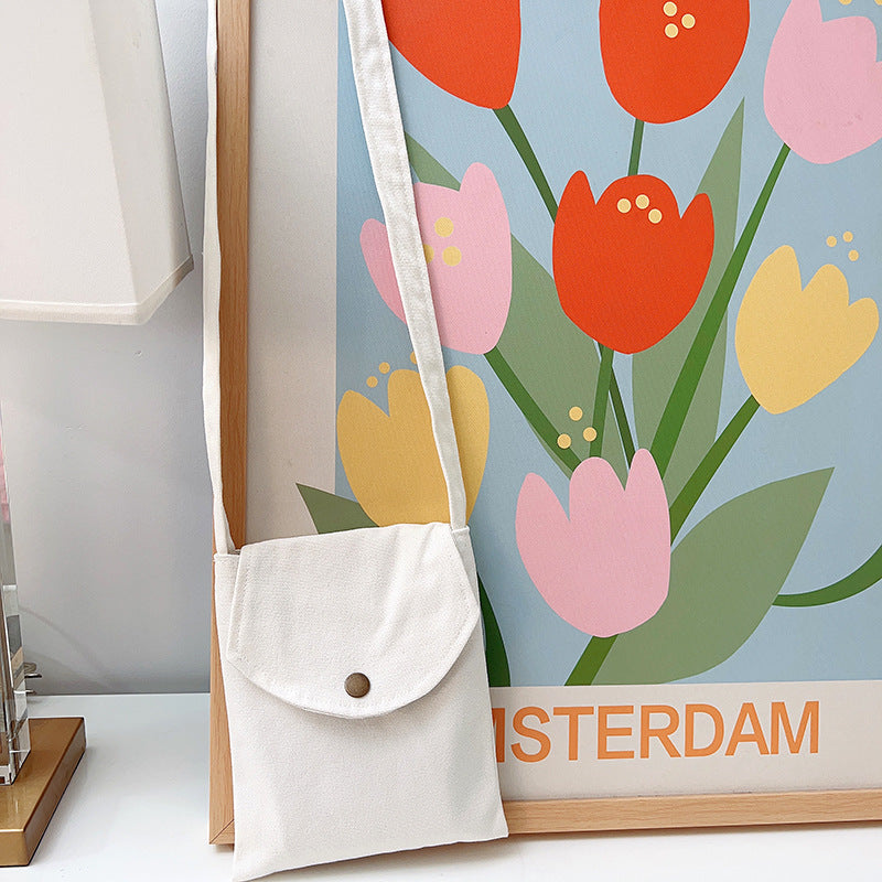 Mini sac à bandoulière en toile de couleur unie pour femme, simple et tendance, style macaron 