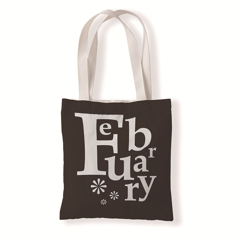 Women Fashion Creative Color Letter Month Canvas Tote Bag