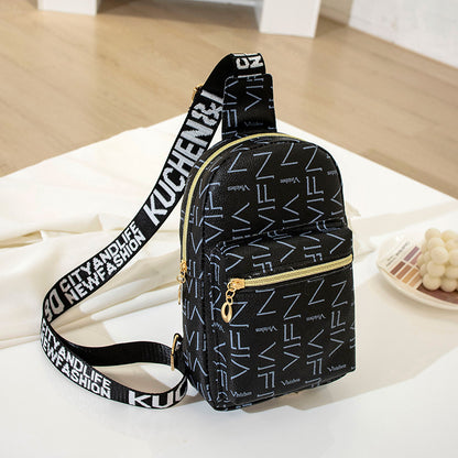 Sac à bandoulière en PU avec fermeture éclair et motif lettre tendance pour femme