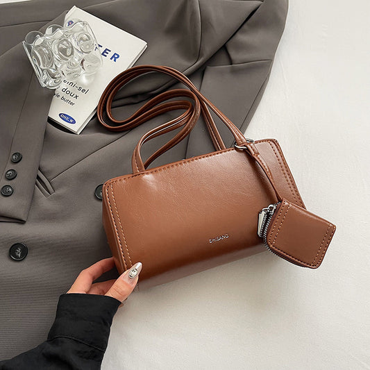 Sac à main vintage à fermeture éclair de couleur unie 