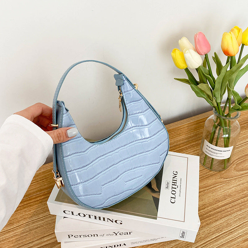 Casual Solid Color Stone Pattern Underarm Bag