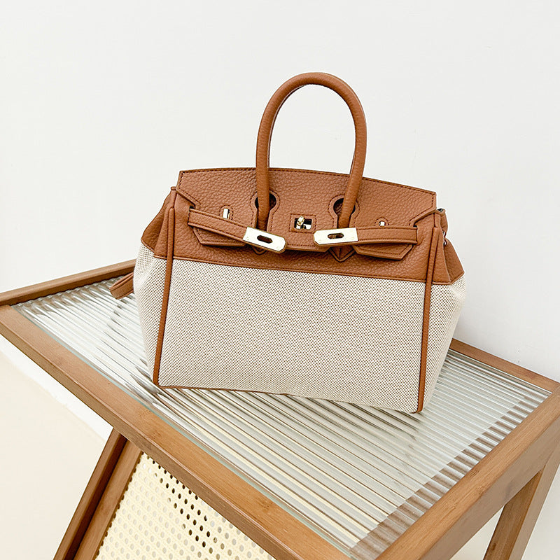 Sacs à main élégants en toile de grande capacité avec contraste de couleurs 