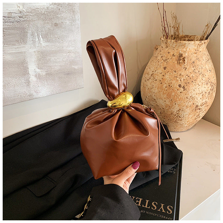 Sac seau plissé rétro créatif 