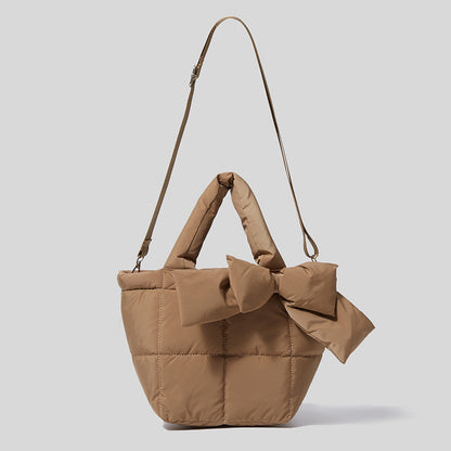 Women Fashion Autumn Winter Down Soft Vintage Magnetic Buckle Handbag