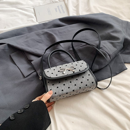 Women Fashion Elegant Bowknot Dot Magnetic Buckle Crossbody Bag