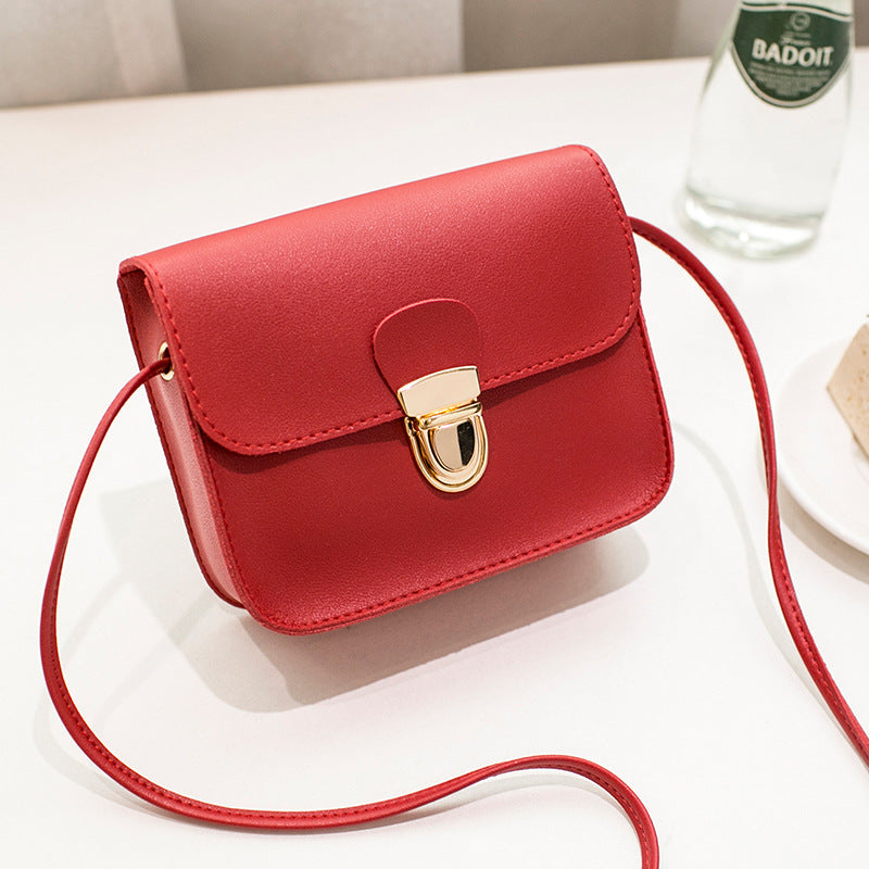 Women Fashion Solid Color Metal Buckle Messenger Mini Bag