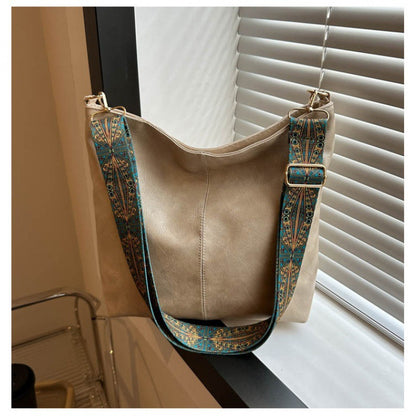 Grand sac seau à bandoulière ethnique vintage pour femme, portable et tendance 