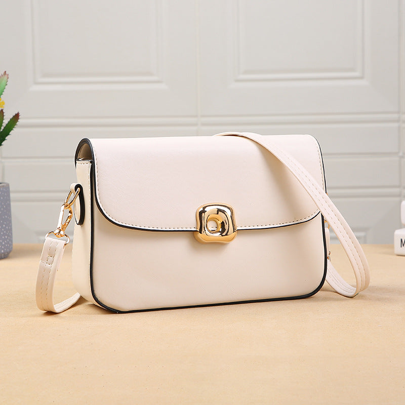Women Fashionable Simple Square Flap PU Crossbody Bag