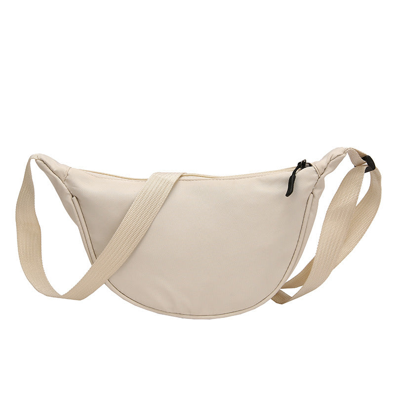 Sac à bandoulière simple et tendance pour femme, couleur unie, fermeture éclair, forme boulette 