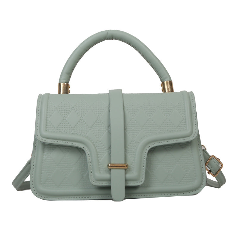 Sac à bandoulière carré en PU à rabat rhomboïde de couleur unie pour femme 