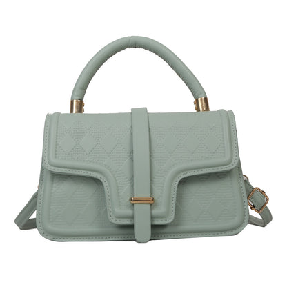 Sac à bandoulière carré en PU à rabat rhomboïde de couleur unie pour femme 