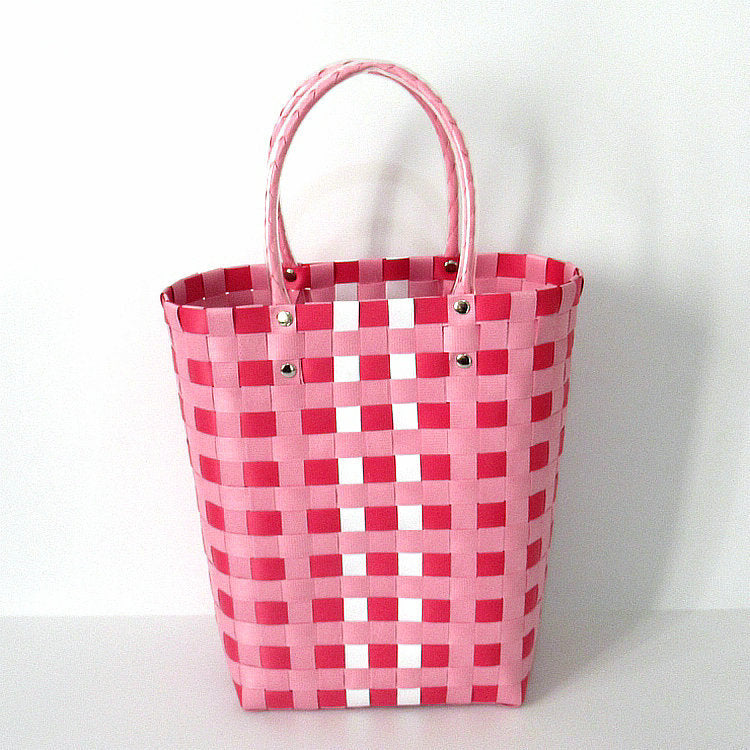 Sac fourre-tout décontracté tissé à carreaux pour femme, grande capacité 