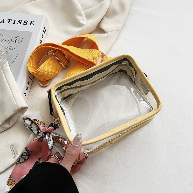 Women'S Fashion Transparent Clear Wide Strap Crossbody Bag