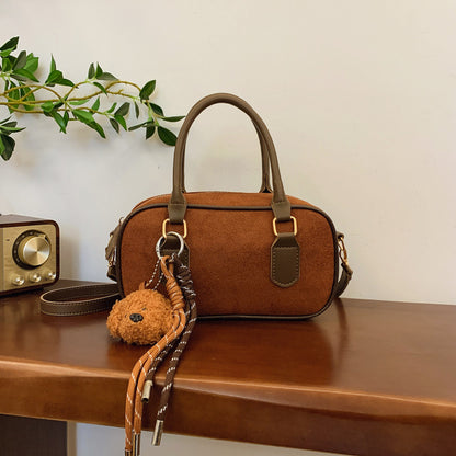 Women Fashion Casual Oval Suede Ornament Handbag