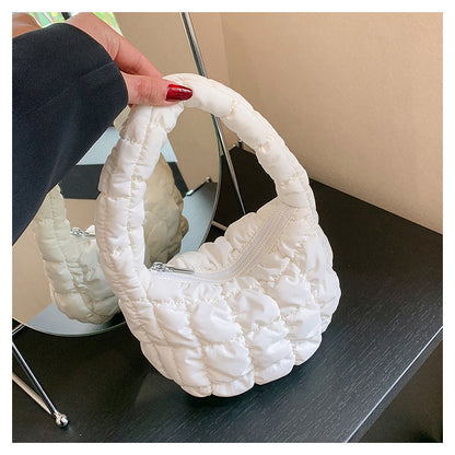 Mini sacs à main tendance à carreaux plissés et nuages ​​de couleur unie 