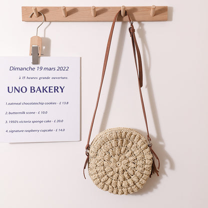 Bohemian Style Beach Holiday Round Woven Shoulder Bag