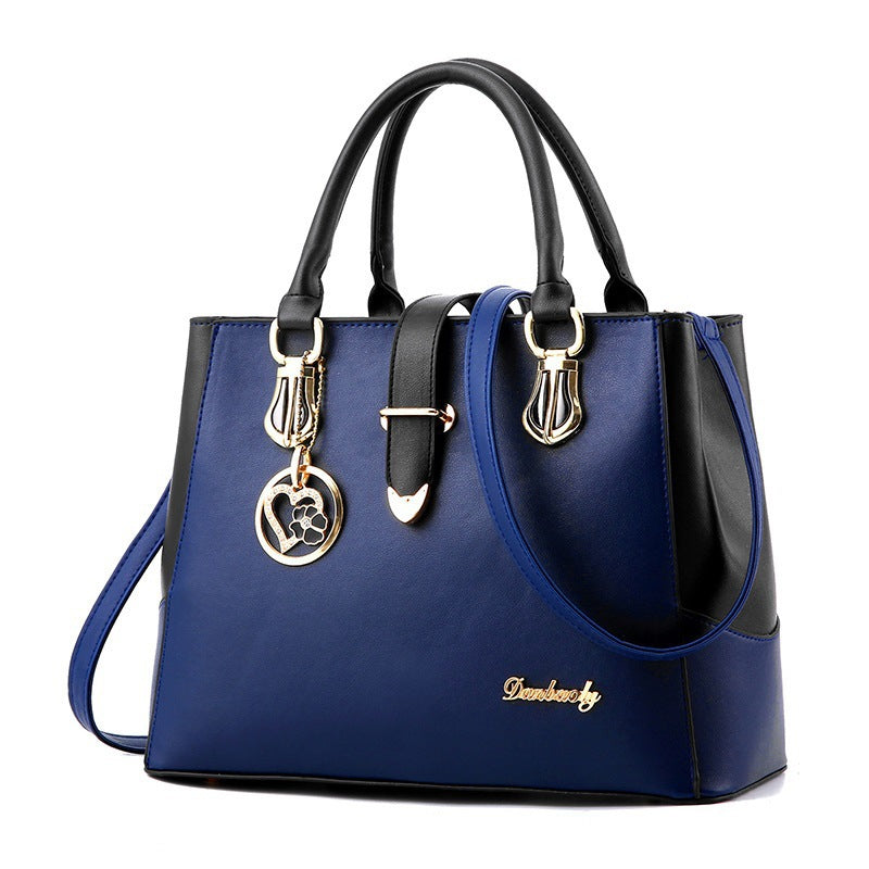 Women Fashion Casual Color Contrast Large Capacity Handbag