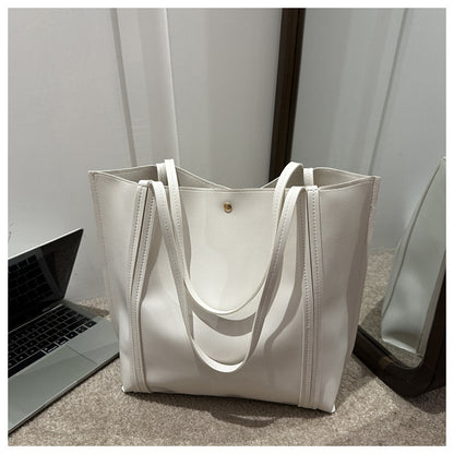 Women Fashionable Solid Color Large Capacity PU Tote Bag