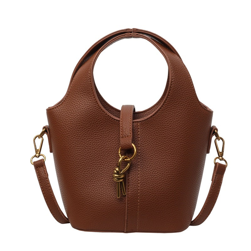 Sac seau portable de couleur unie à la mode 