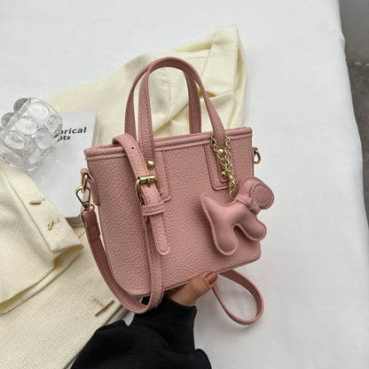 Women Fashion Cartoon Pony Pendant PU Handle Shoulder Bag