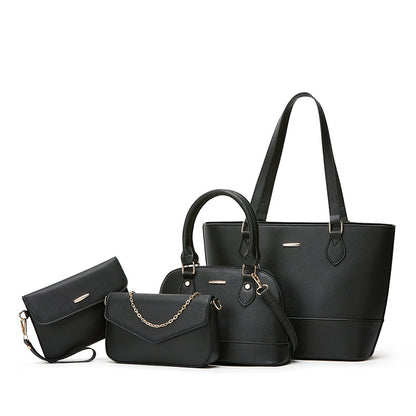 Women Fashion Casual Simple Contrast Color Handbag 4-Piece Set