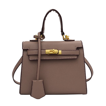 Women Fashion Solid Color Square PU Handle Crossbody Bag