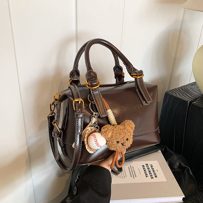 Women Fashion Casual Solid Color Large Capacity Zipper Handbag