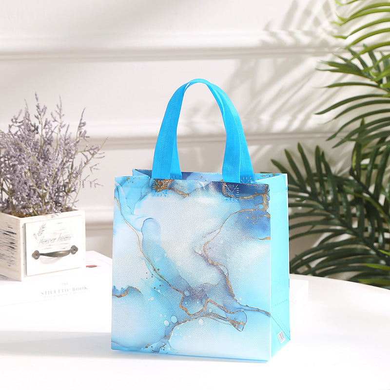 Sac fourre-tout à motif marbré, non tissé, imperméable, imprimé, organiseur de courses 