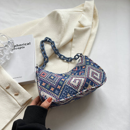 Spring Ethnic Style Canvas Large Capacity Bag Women 2023 Fashion Fashion One Shoulder Casual Simple Small Square Bag
