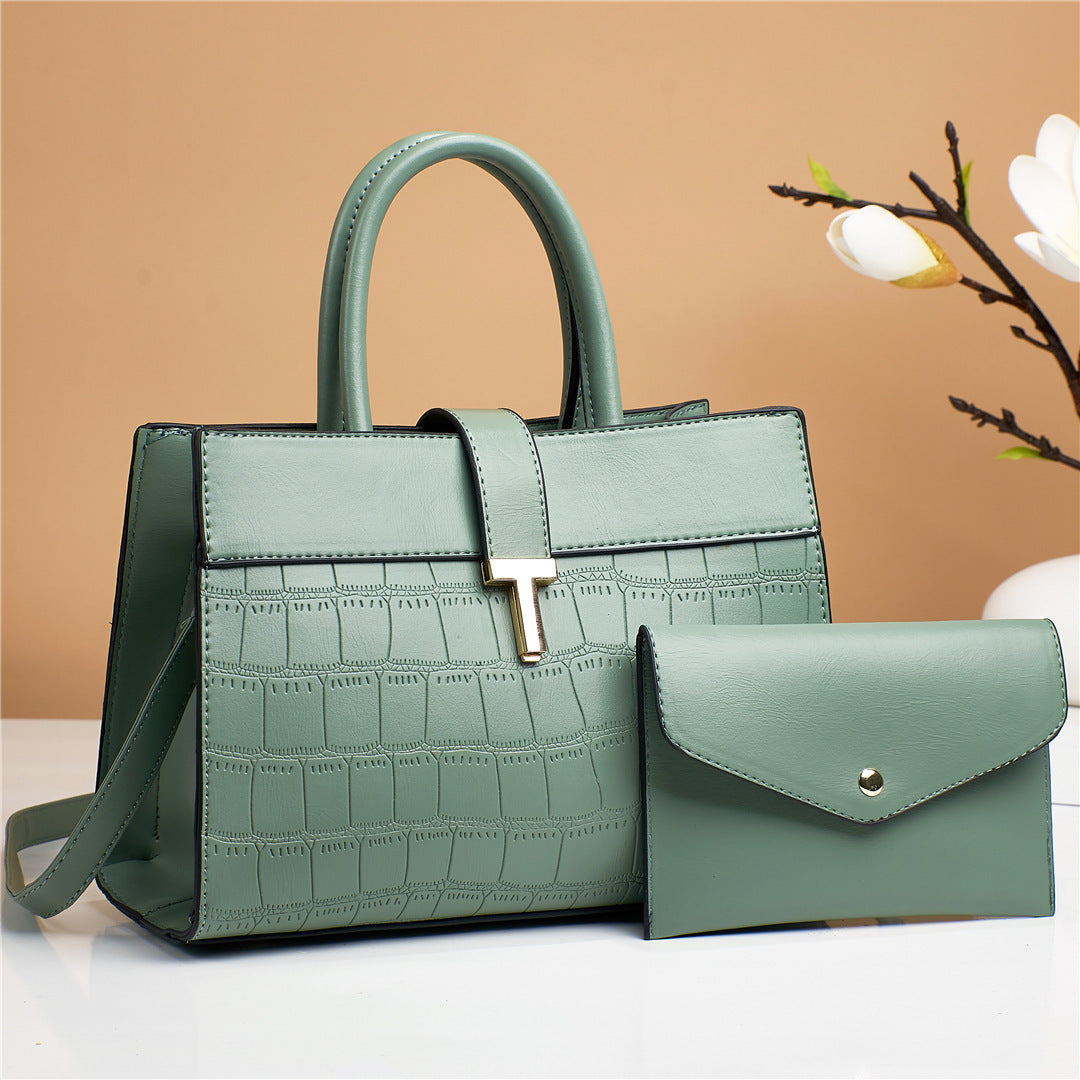 Women'S Fashion Embossed Crocodile Print Handbag Set