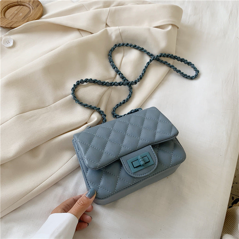 Women Casual Stitching Design Solid Color Quilted Crossbody Bag