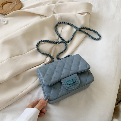 Women Casual Stitching Design Solid Color Quilted Crossbody Bag