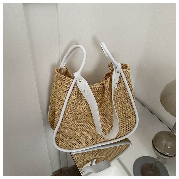 Ensemble de deux sacs fourre-tout tissés grande capacité pour femmes 