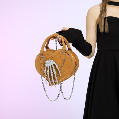 Sac à bandoulière créatif gothique Halloween avec tête de mort et cœur 