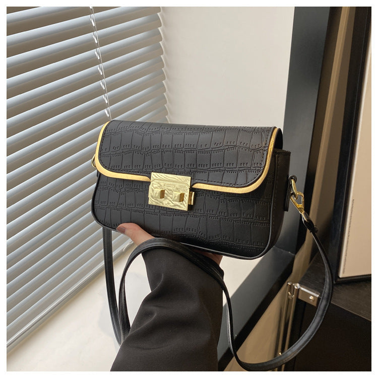 Stylish Stone Pattern Solid Color Shoulder Bag