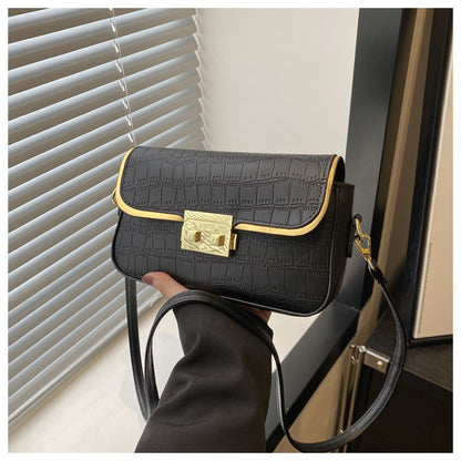 Stylish Stone Pattern Solid Color Shoulder Bag