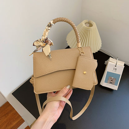 Sac à bandoulière carré à rabat, simple et décontracté, couleur unie 