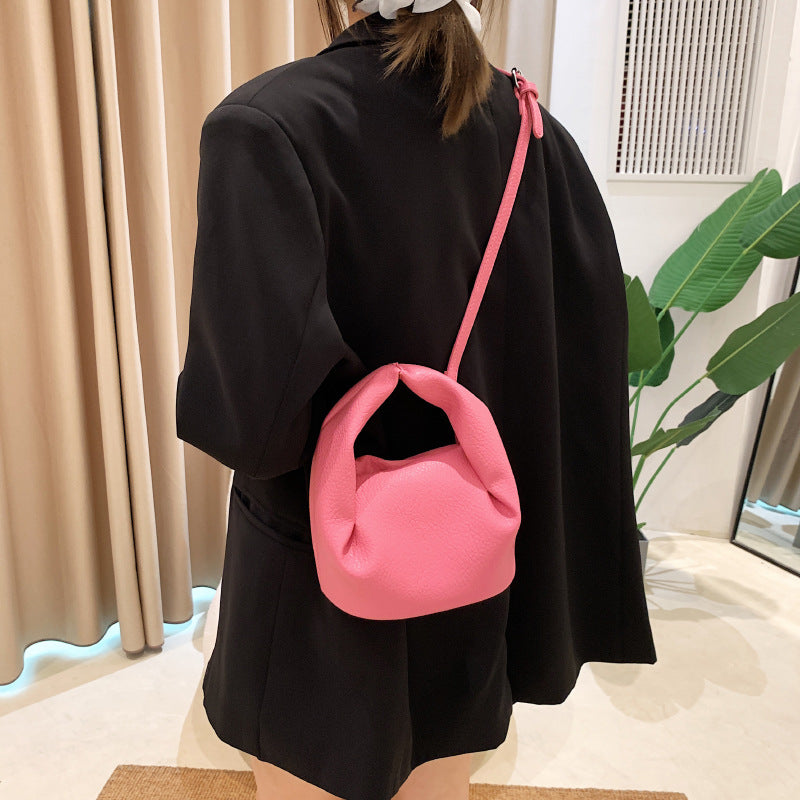 Women Fashion Pleated Cloud Solid Color Tote Bag