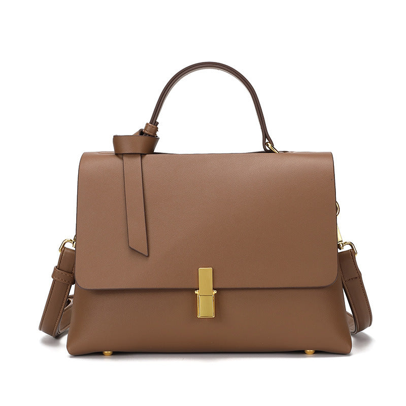 Sac à bandoulière en cuir à rabat et fermoir en métal pour femme 