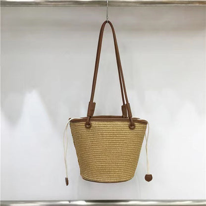 Sac à bandoulière tissé à cordon pour femme, mode été, vacances, plage 