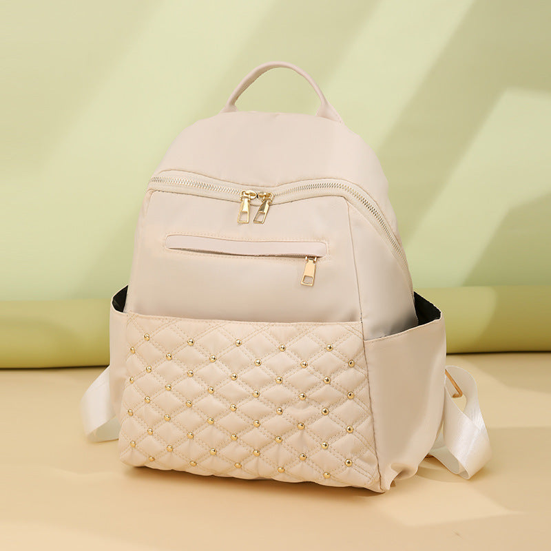 Women Fashionable Simple Oxford Fabric Large Capacity Zipper Backpack