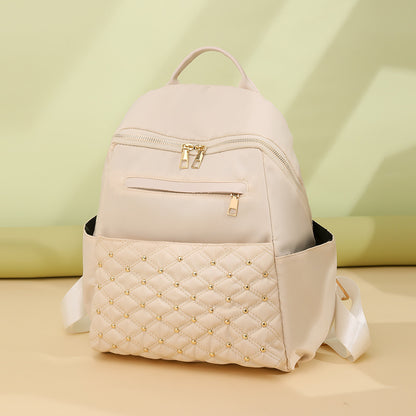 Women Fashionable Simple Oxford Fabric Large Capacity Zipper Backpack