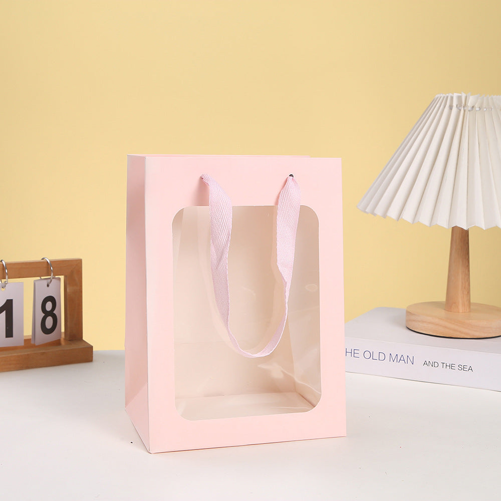 Sac d'emballage cadeau transparent en marbre avec fenêtre 